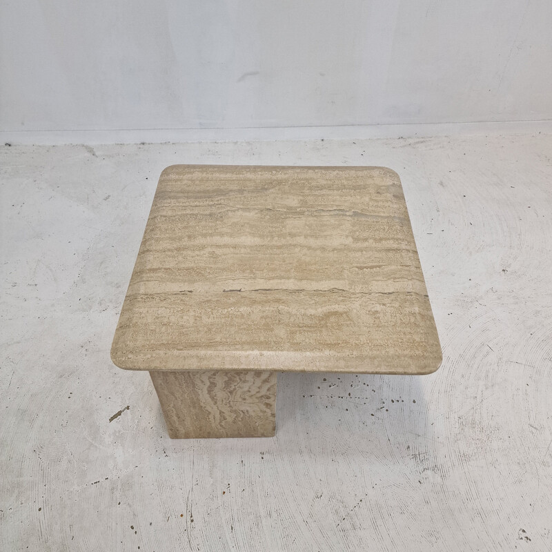 Italian vintage travertine coffee table, 1980s