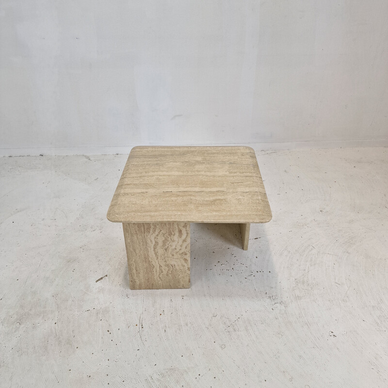 Italian vintage travertine coffee table, 1980s