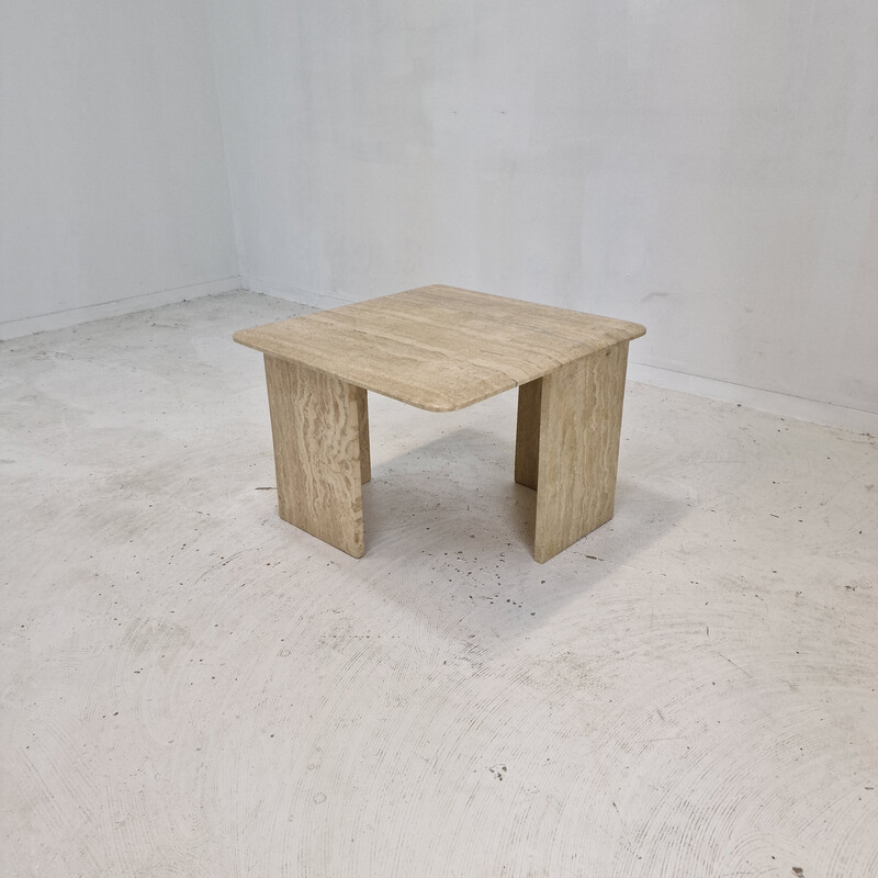 Italian vintage travertine coffee table, 1980s