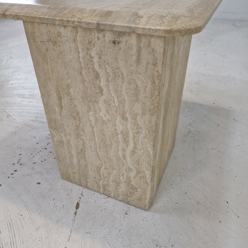 Italian vintage travertine coffee table, 1980s