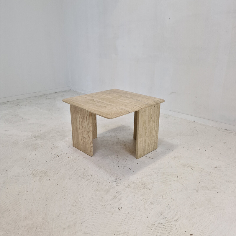 Italian vintage travertine coffee table, 1980s