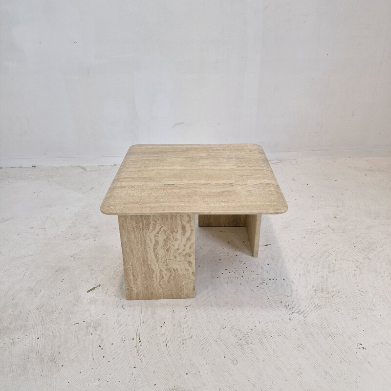 Italian vintage travertine coffee table, 1980s