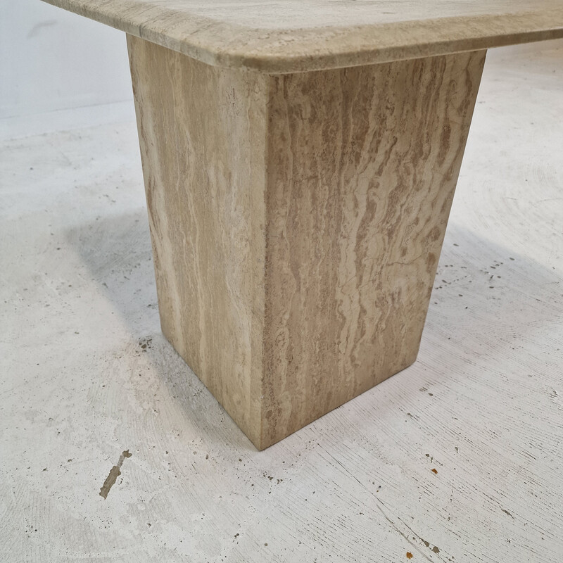 Italian vintage travertine coffee table, 1980s