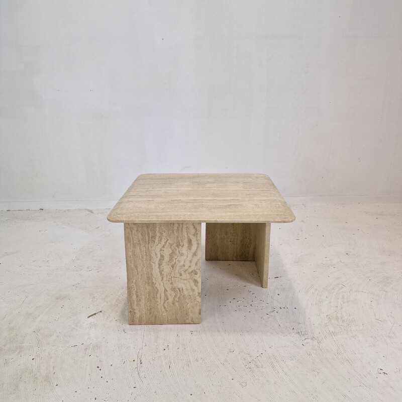 Italian vintage travertine coffee table, 1980s