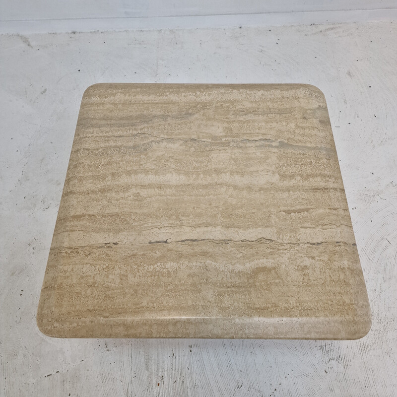 Italian vintage travertine coffee table, 1980s