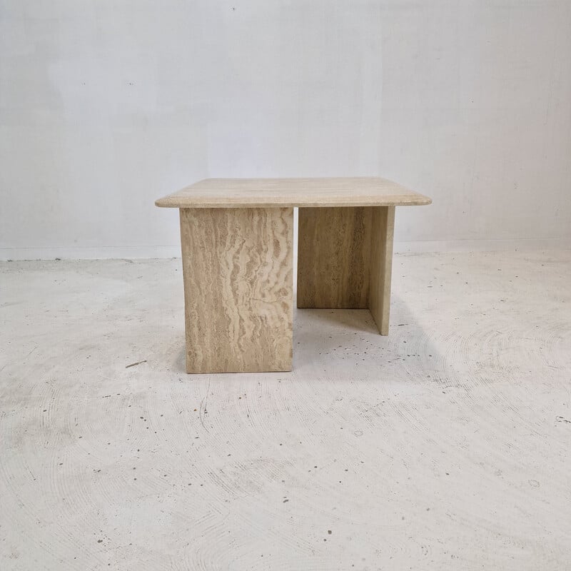 Italian vintage travertine coffee table, 1980s