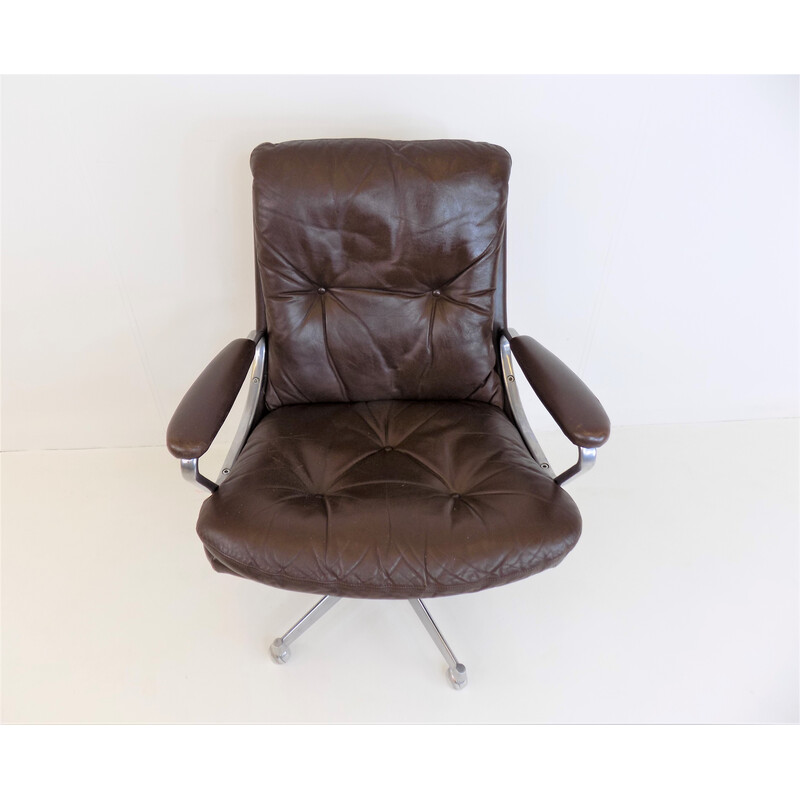 Vintage Gentilina leather office armchair by Andre Vandenbeuck for Strässle