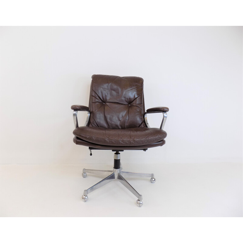 Vintage Gentilina leather office armchair by Andre Vandenbeuck for Strässle