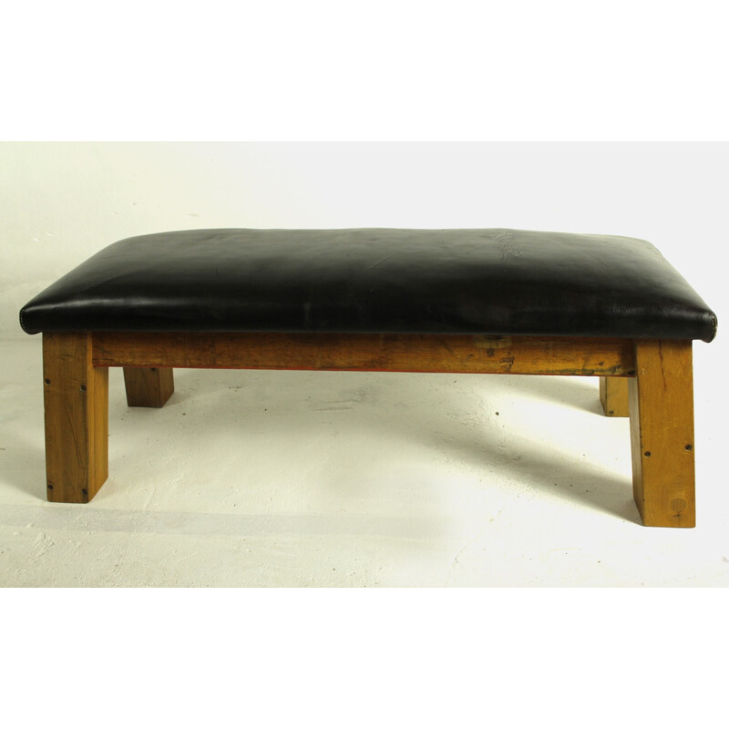 Banc de gymnastique vintage en cuir, 1950