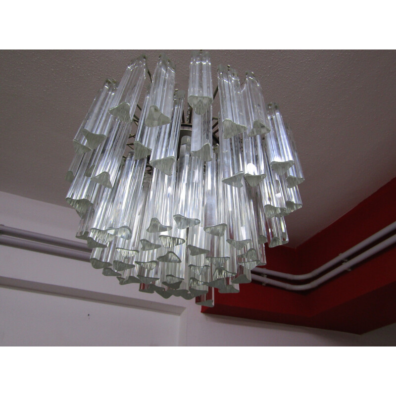 Pair of vintage Venini trilobed chandeliers, 1970