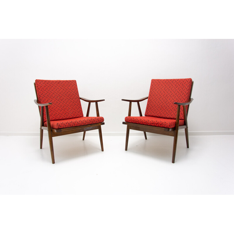 Pair of vintage armchairs by Jaroslav Šmídek for Ton, Czechoslovakia 1970