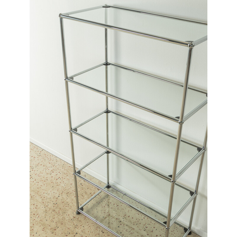 Vintage glass and steel bookcase by Fritz Haller for USM Switzerland, 1960