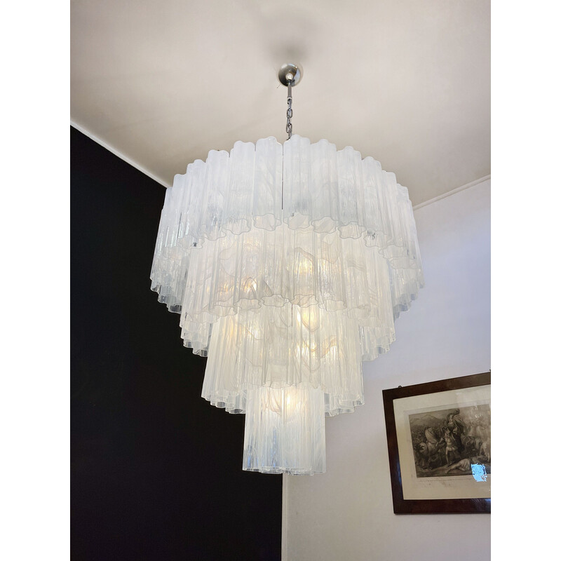 Vintage chandelier in Murano glass and nickel-plated metal