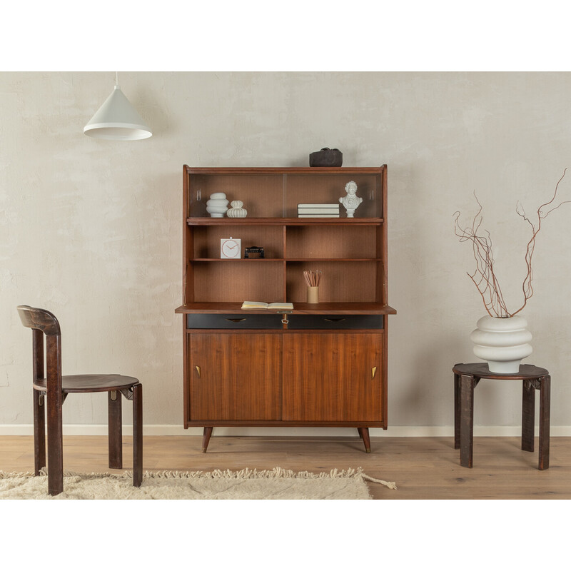 Vintage secretary in walnut veneer, Germany 1950