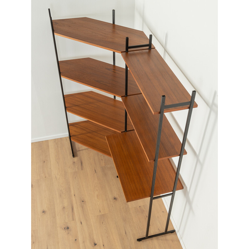 Vintage teak veneer and metal shelves, Germany 1960