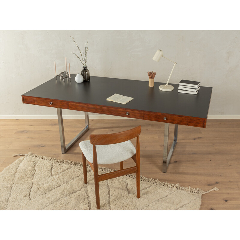 Vintage desk in walnut veneer and steel, Germany 1960