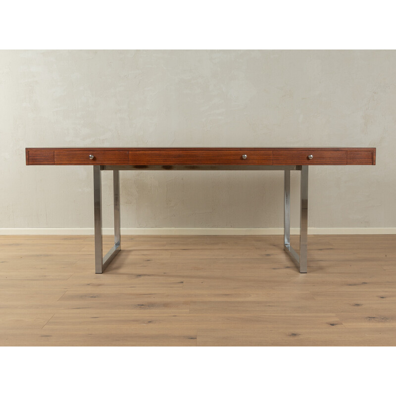 Vintage desk in walnut veneer and steel, Germany 1960