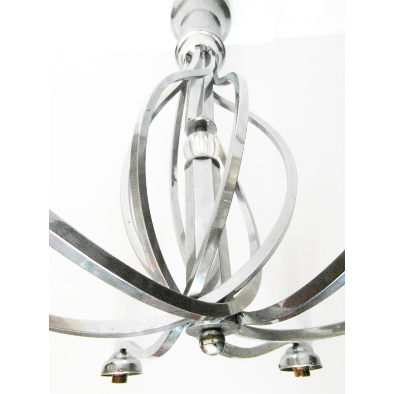 Helical modernist hanging lamp with  6 light arms - 1930s