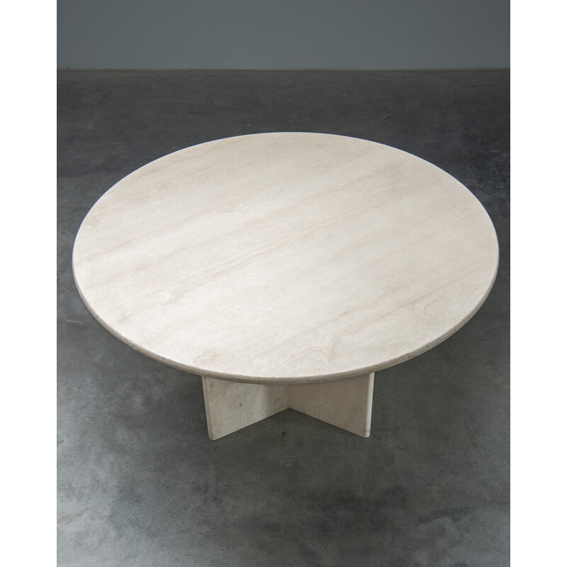 Vintage travertin eettafel, Italië 1970