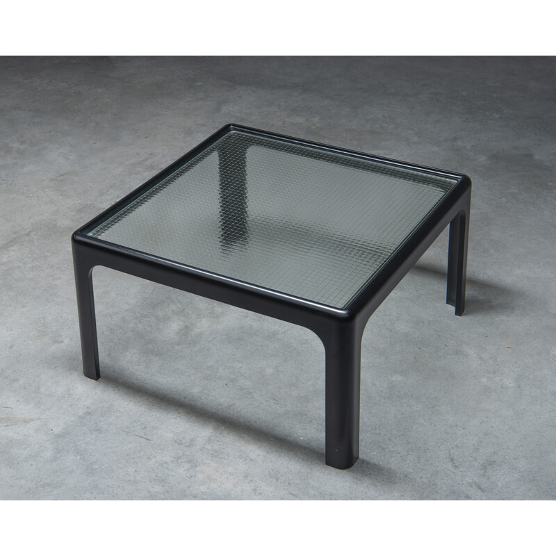 Vintage plastic and glass coffee table by Peter Ghyczy for Horn Collection, Germany 1960