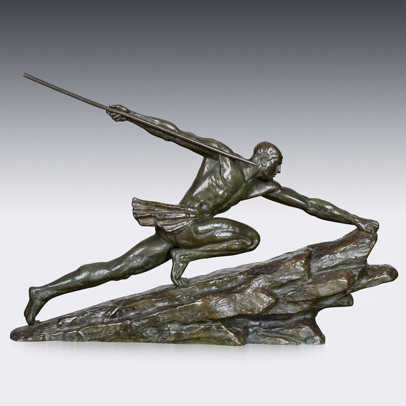 Vintage Art Deco bronzen jagersfiguur van Pierre Le Faguays, 1930