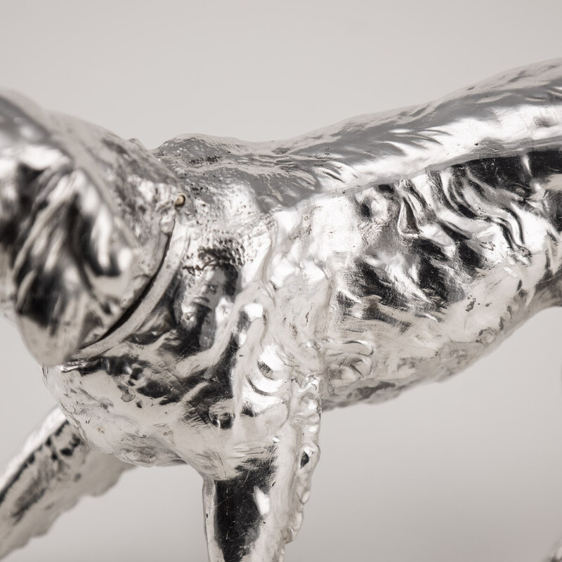 Vintage silver plated statue of a retriever dog, 1920