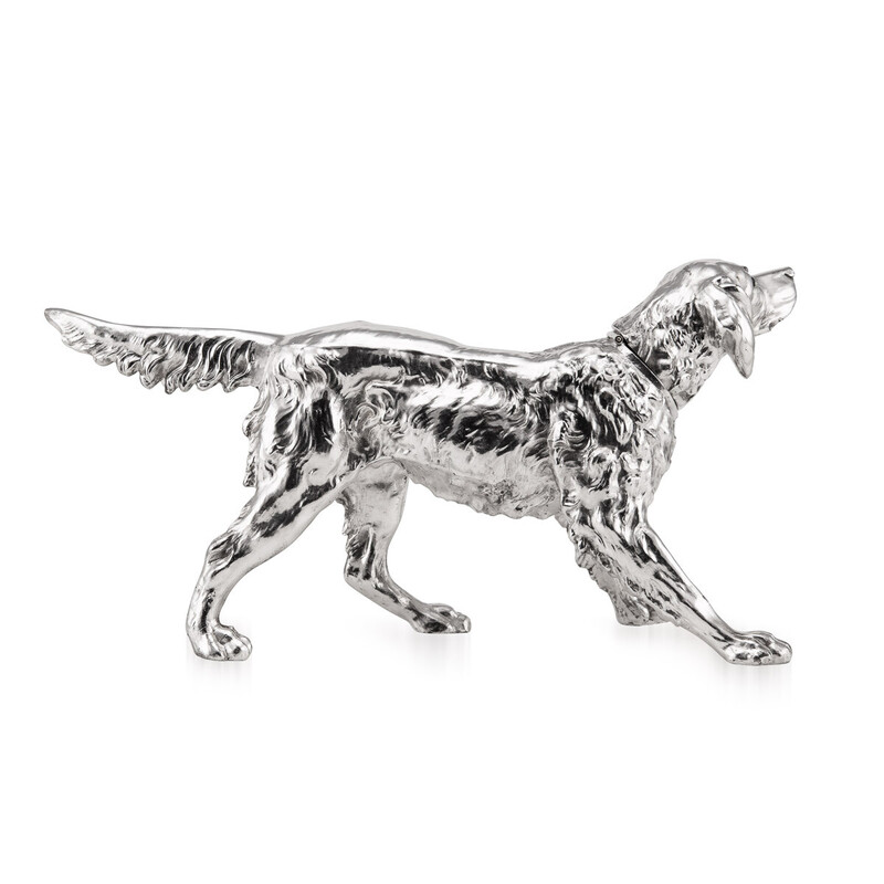 Vintage silver plated statue of a retriever dog, 1920