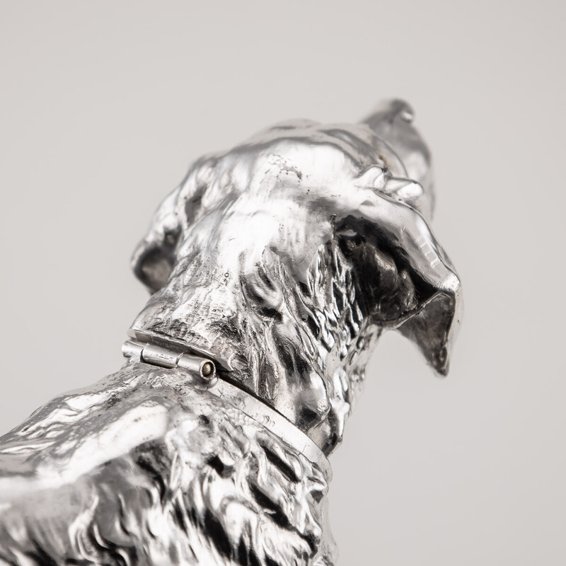 Vintage silver plated statue of a retriever dog, 1920
