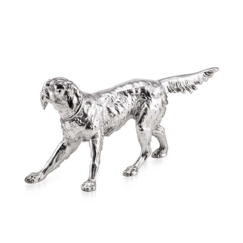 Vintage silver plated statue of a retriever dog, 1920