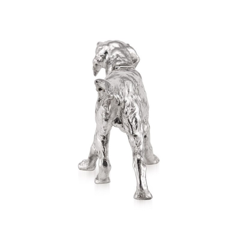 Vintage silver plated statue of a retriever dog, 1920