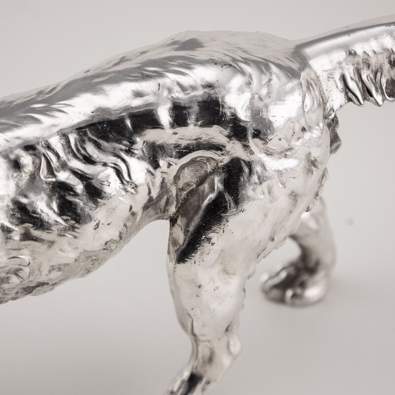 Vintage silver plated statue of a retriever dog, 1920