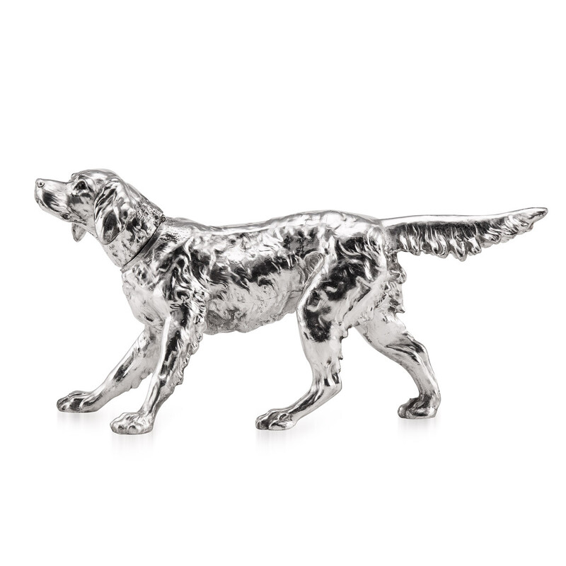 Vintage silver plated statue of a retriever dog, 1920