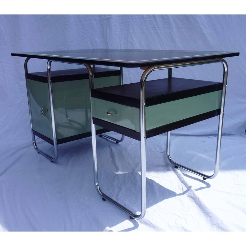 Vintage-Schreibtisch mit verchromtem Rohrgestell