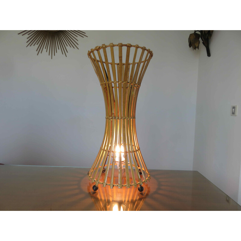 Lampe vintage en bambou, Italie 1970