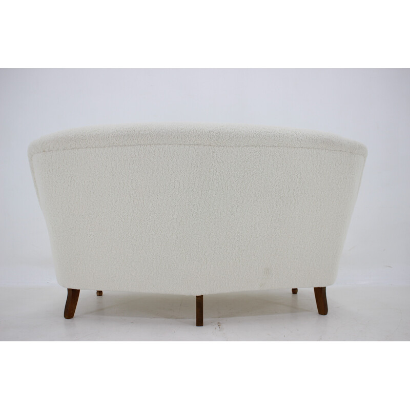 Vintage sofa in sheepskin fabric, Czechoslovakia 1940