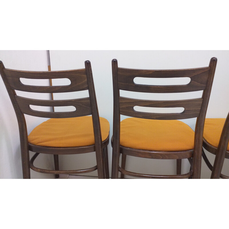 Set of 4 wooden chairs by Ton, Czechoslovakia 1960