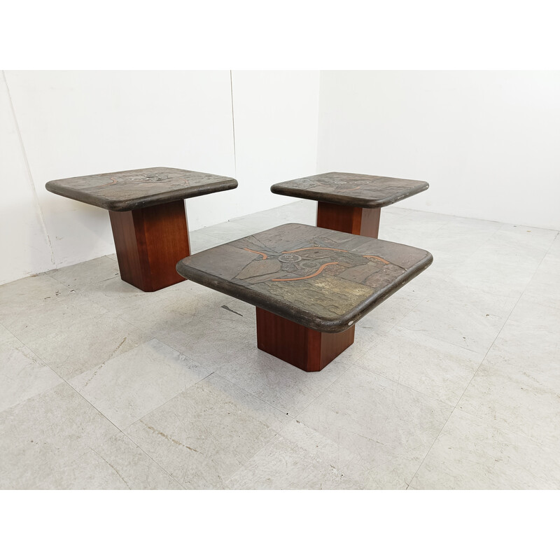 Vintage slate stone nesting table, Germany 1970