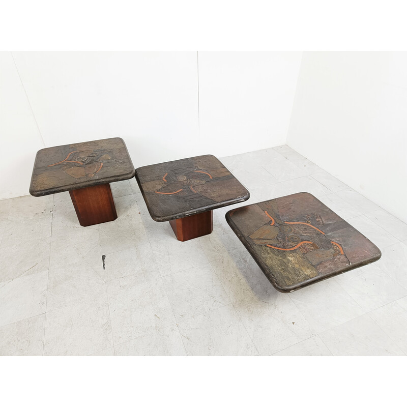 Vintage slate stone nesting table, Germany 1970