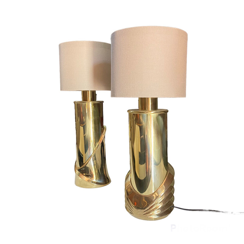 Vintage brass desk lamps by Luciano Frigerio, Italy 1970