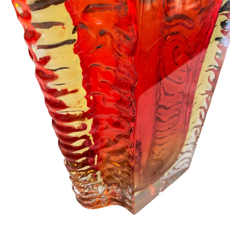 Vase vintage en verre de Murano par Flavio Poli pour Poliarte, Italie 1970