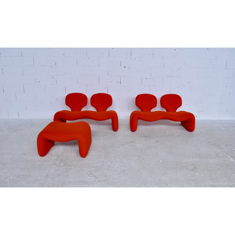 Set of 2 "Djinn" sofas and ottoman by Olivier Mourgue for Airborne - 1960s