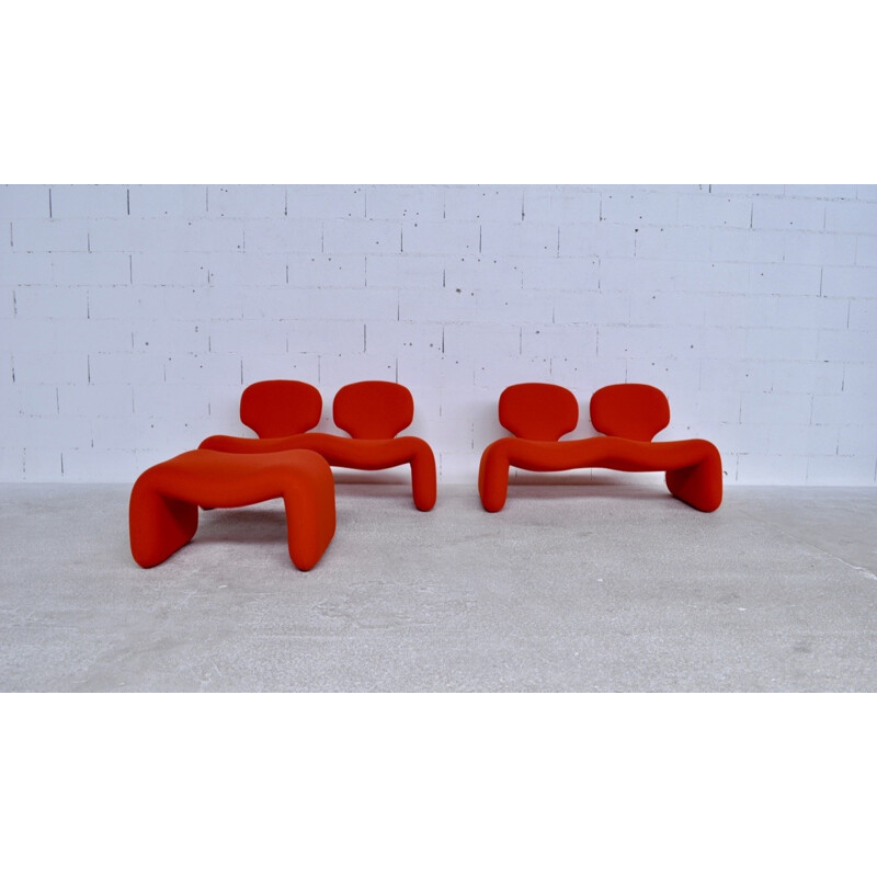 Set of 2 "Djinn" sofas and ottoman by Olivier Mourgue for Airborne - 1960s