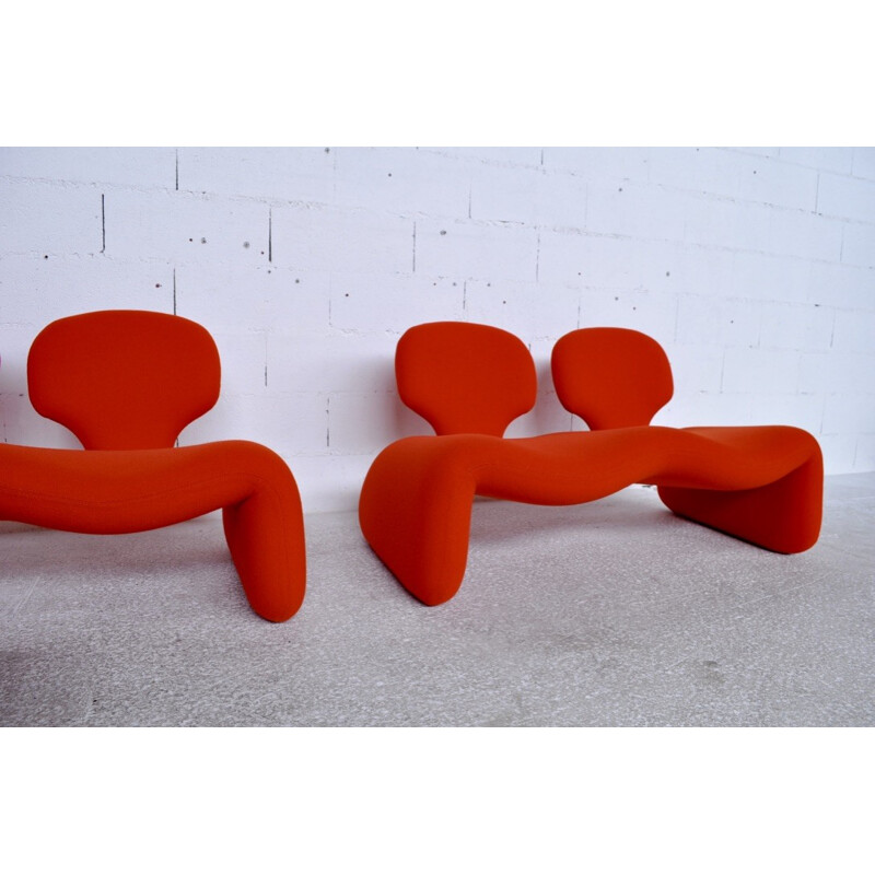 Set of 2 "Djinn" sofas and ottoman by Olivier Mourgue for Airborne - 1960s