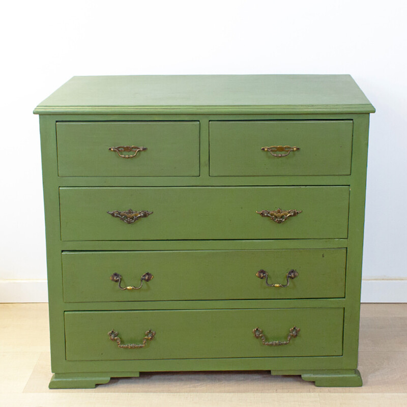 Vintage Art Deco green chest of drawers, Spain 1930