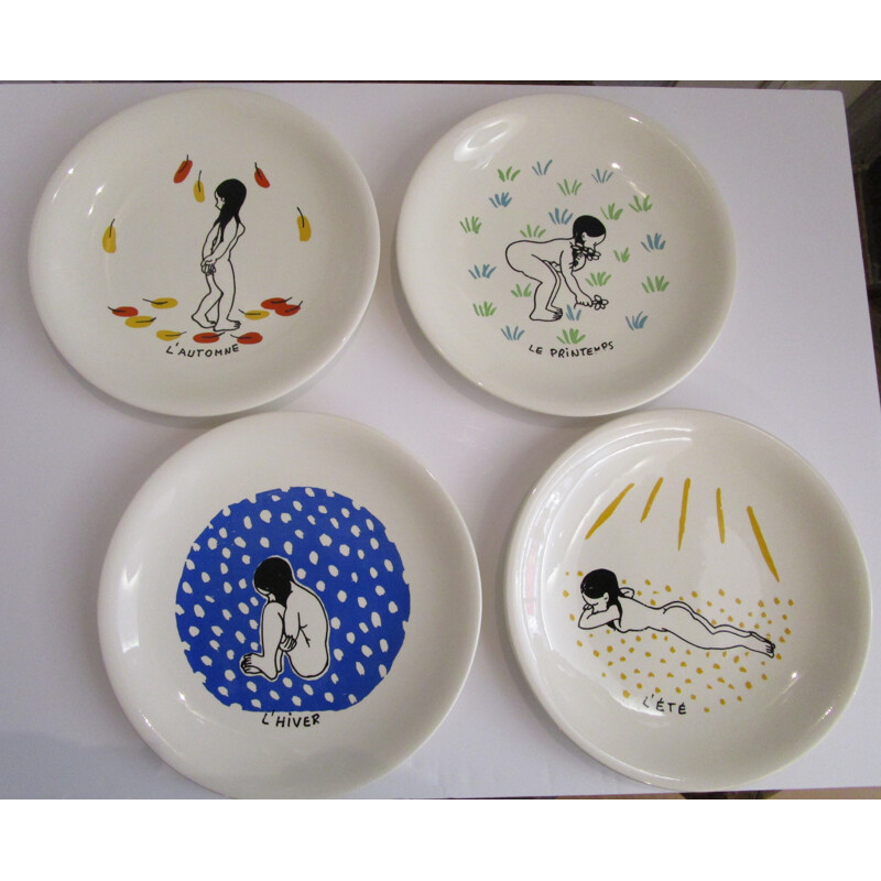 Series of 4 seasons plates by Jean Effel for Salins - 1960s