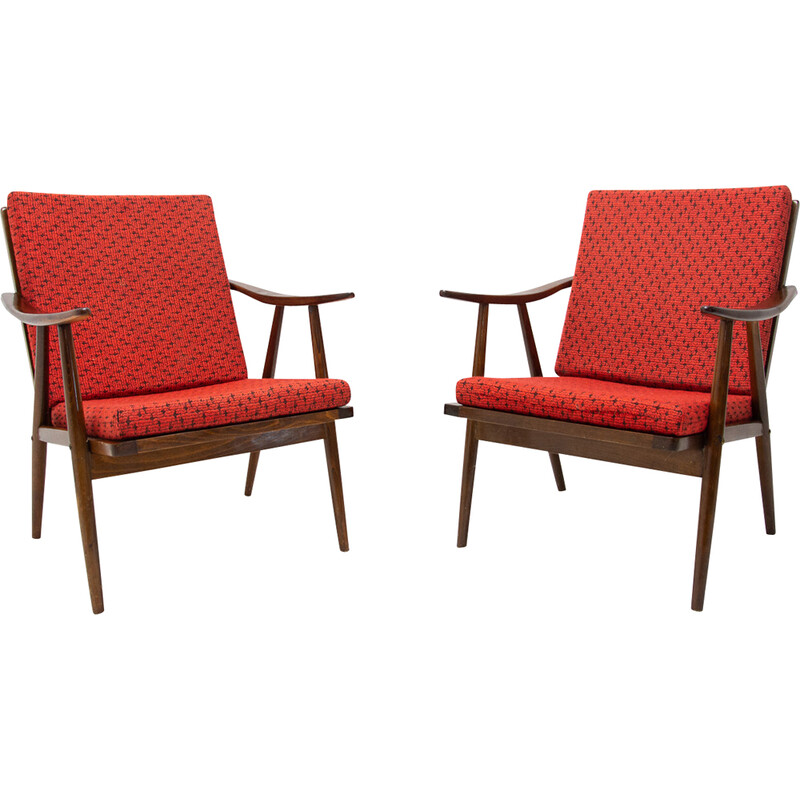 Pair of vintage armchairs by Jaroslav Šmídek for Ton, Czechoslovakia 1970