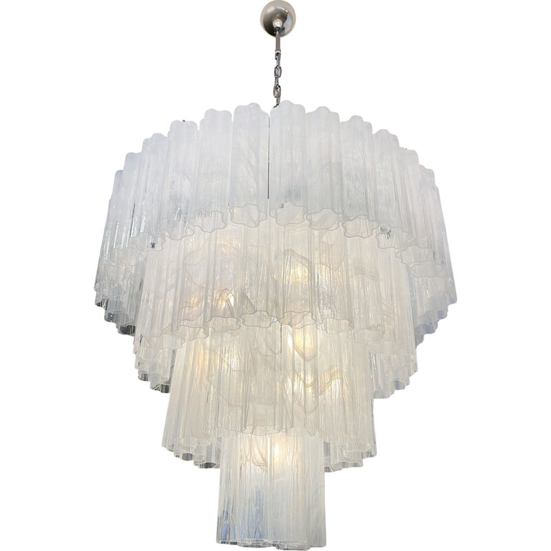 Vintage chandelier in Murano glass and nickel-plated metal