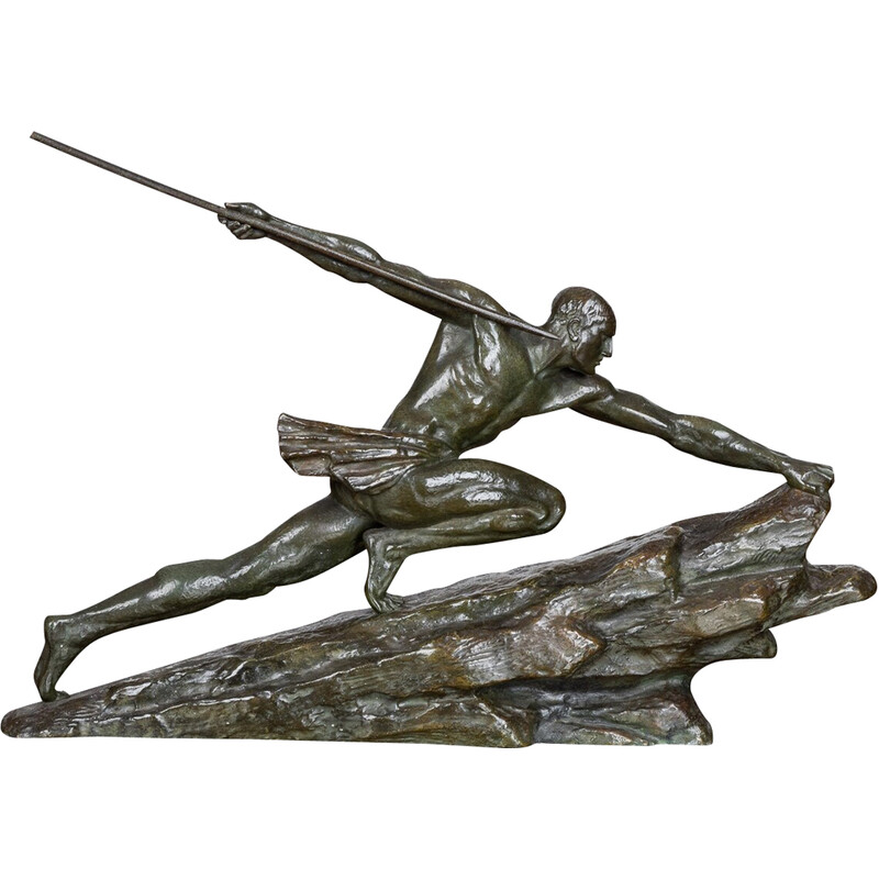 Vintage Art Deco bronzen jagersfiguur van Pierre Le Faguays, 1930