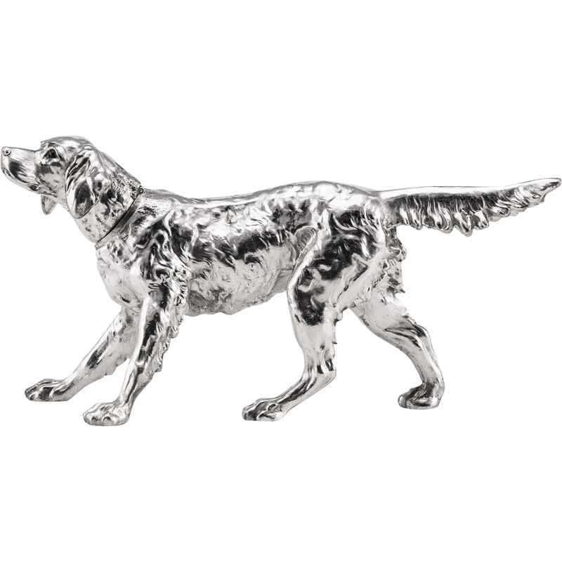 Statua d'epoca in argento di un cane da riporto, 1920
