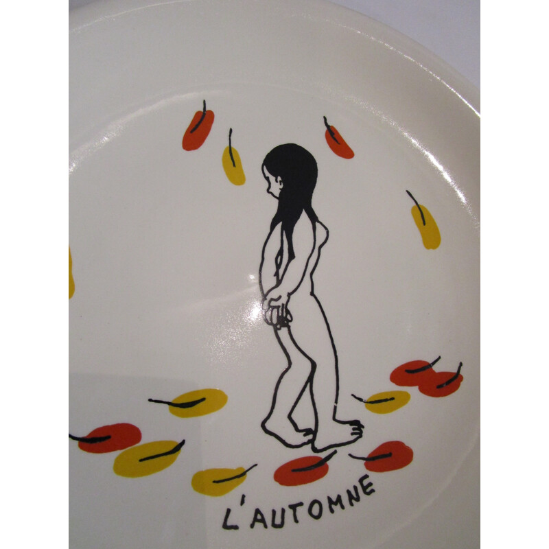 Series of 4 seasons plates by Jean Effel for Salins - 1960s